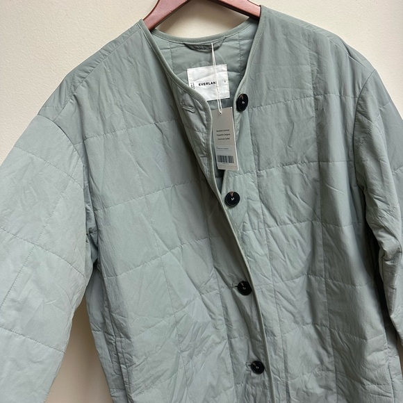 NWT Everlane Women's Sage Green Quilted Long Coat - Picture 7 of 9